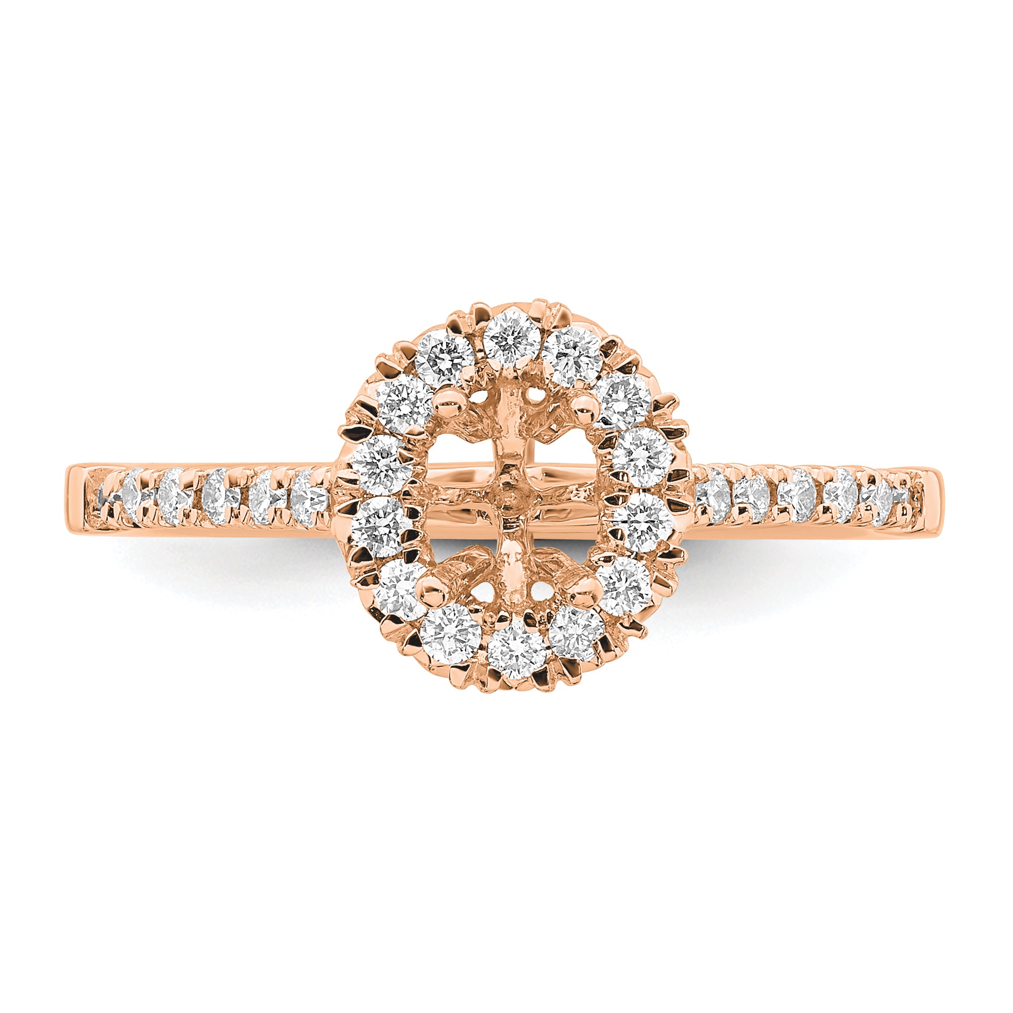14k Rose Gold 1/3 carat Lab Grown Diamond VS/SI+ G+ 1/2 carat Center Oval Semi Mount Halo Engagement Ring