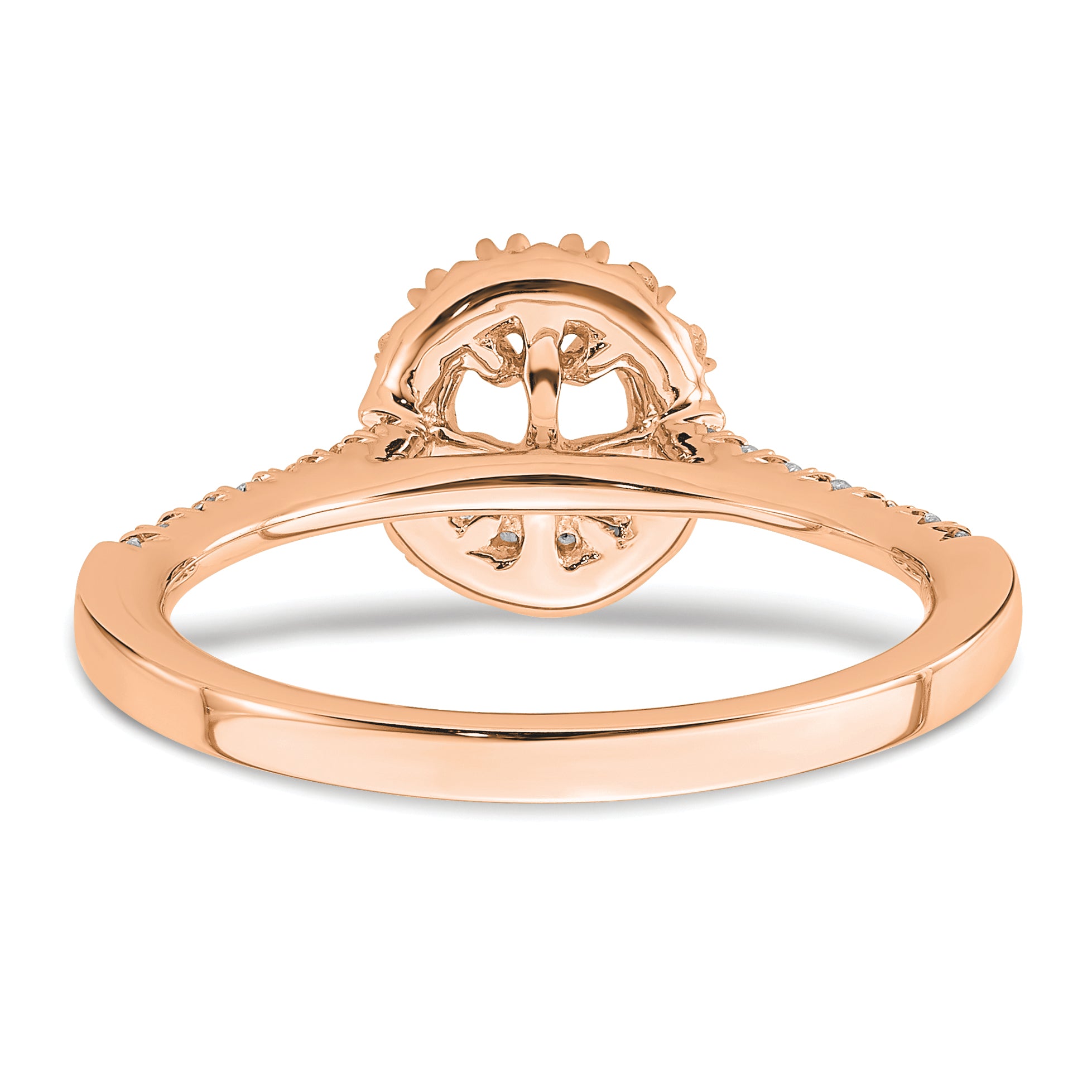 14k Rose Gold 1/3 carat Lab Grown Diamond VS/SI+ G+ 1/2 carat Center Oval Semi Mount Halo Engagement Ring