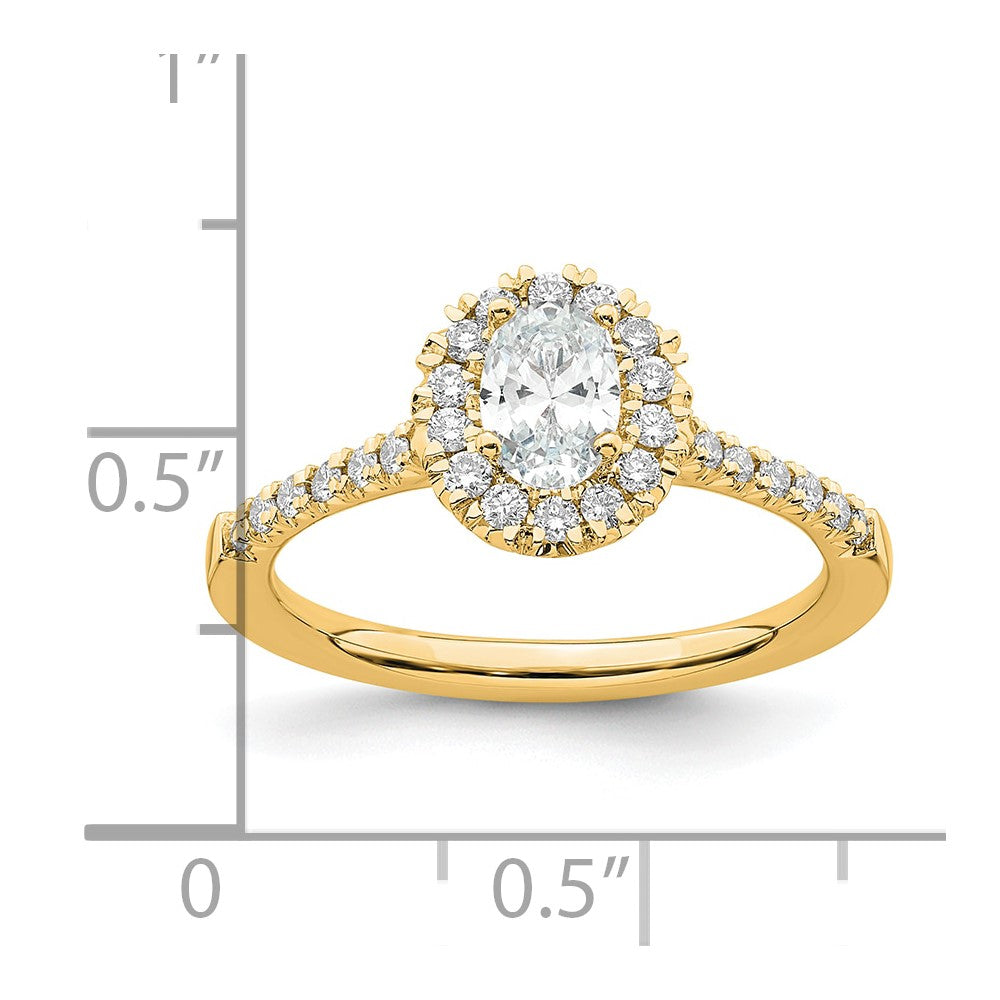 14K Gold Lab Grown Diamond VS/SI FGH Oval Halo Eng Semi-mount Ring
