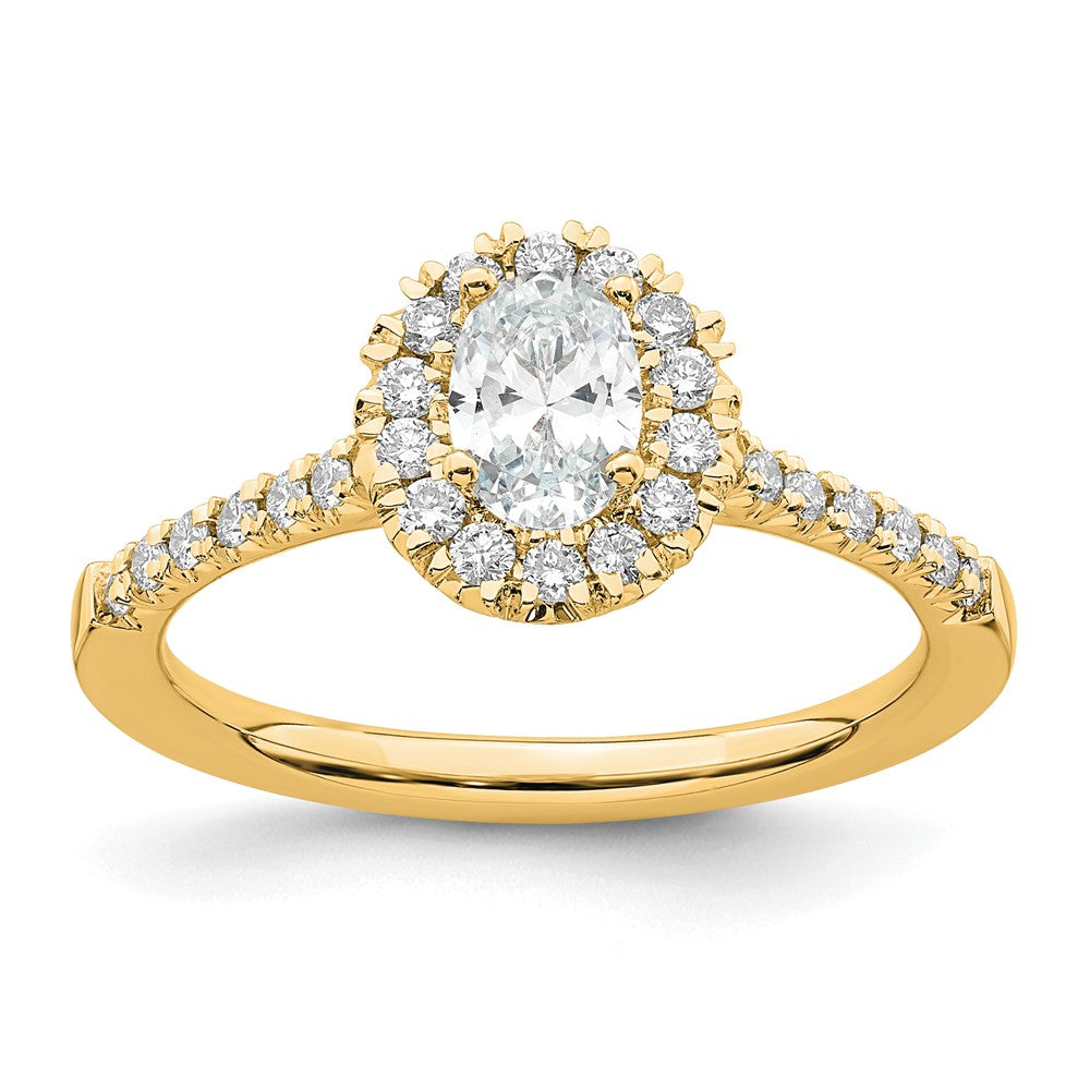 14K Gold Lab Grown Diamond VS/SI FGH Oval Halo Eng Semi-mount Ring