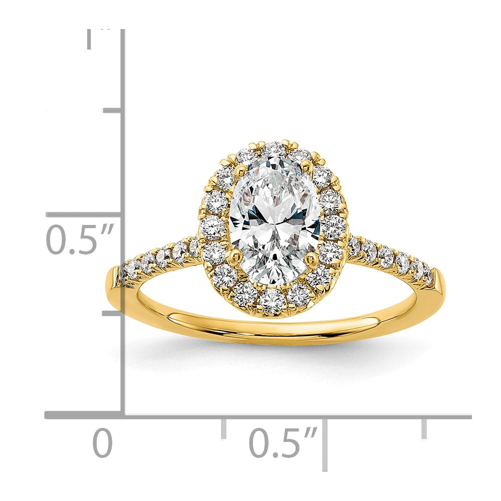 14K Gold Lab Grown Diamond VS/SI FGH Oval Halo Eng Semi-mount Ring