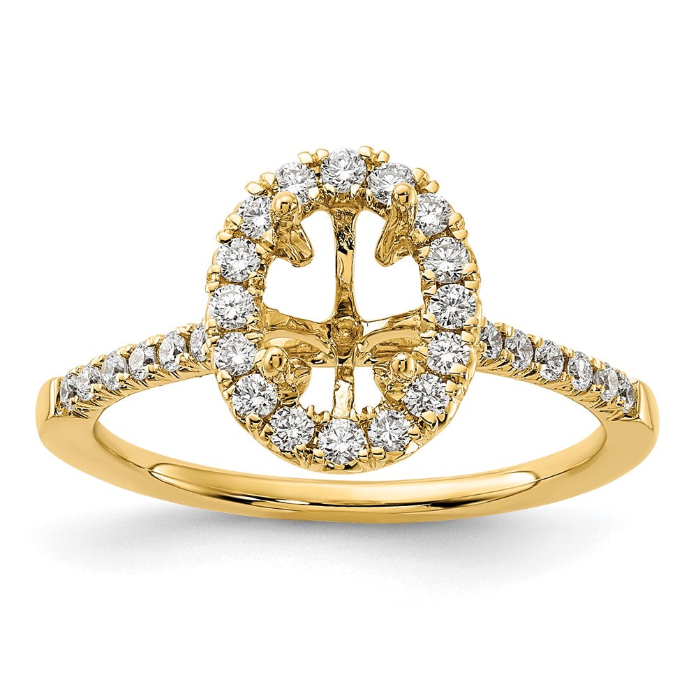 14K Gold Lab Grown Diamond VS/SI FGH Oval Halo Eng Semi-mount Ring