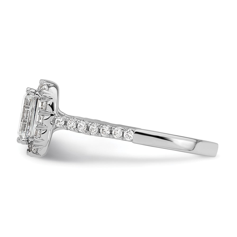 14K White Gold Lab Grown Dia VS/SI FGH Emerald Halo Semi-mount Eng R