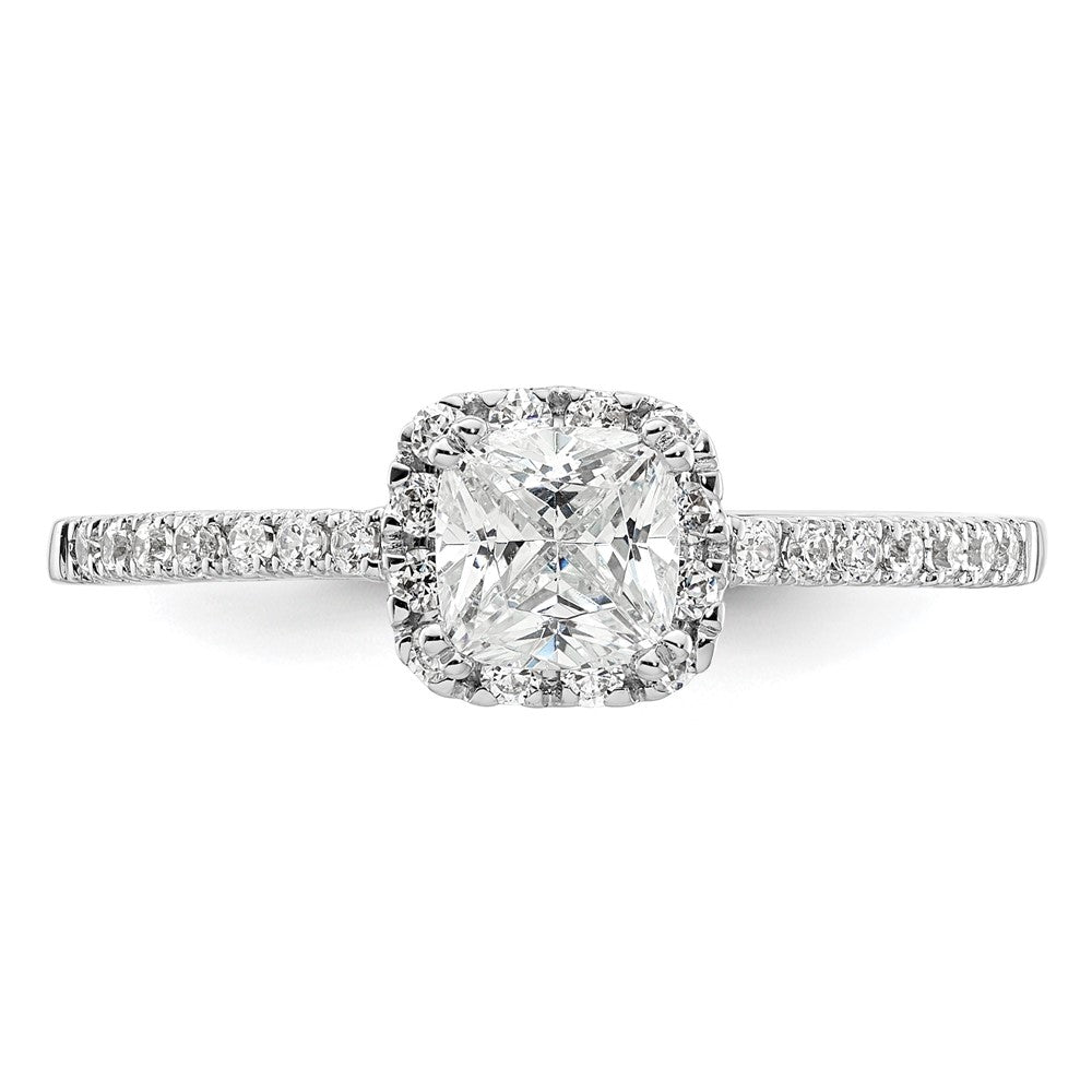 14K White Gold Lab Grown VS/SI FGH Dia Semi-Mount Halo Engagement Ring