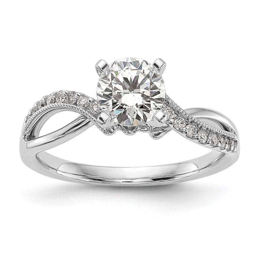 14K White Gold Lab Grown VS/SI FGH Dia Semi-mount Peg Set Engagement Ring