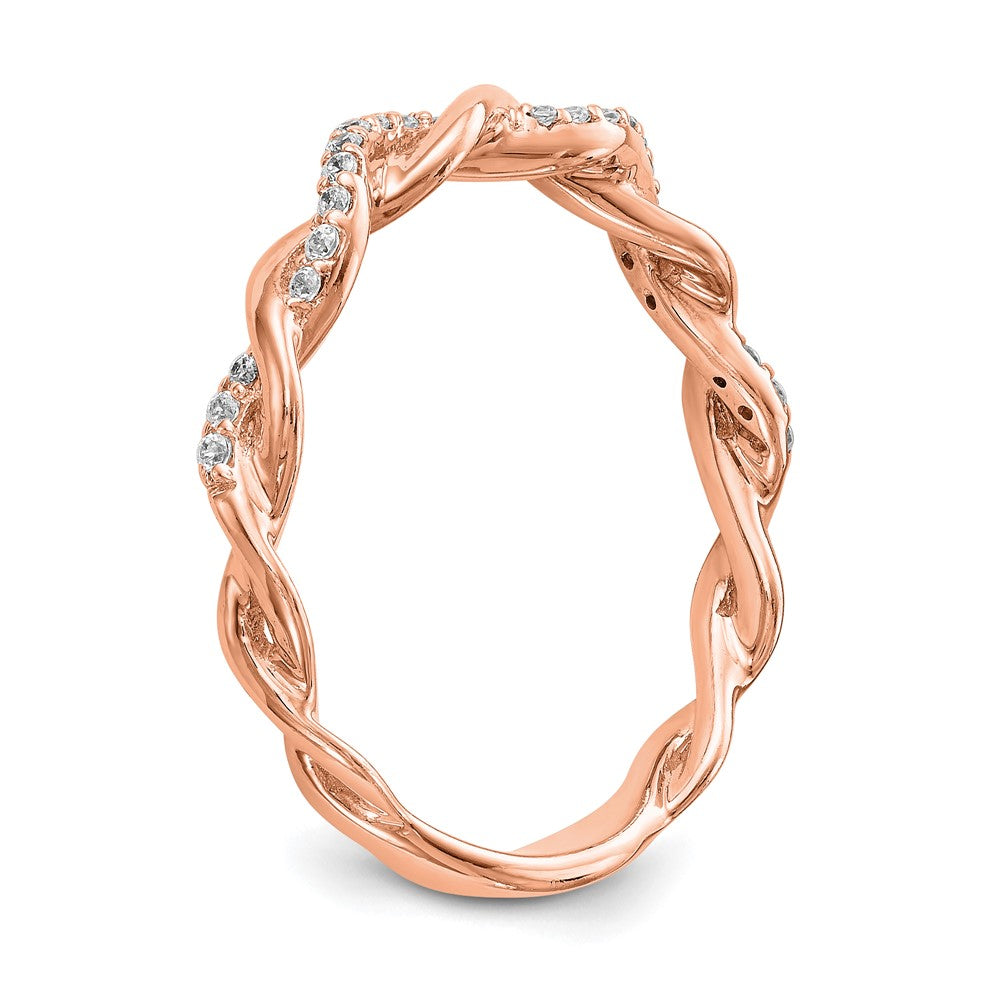 14K Rose Gold Lab Grown VS/SI FGH Dia Semi-mount Peg Set Criss-Cross Eng Ri