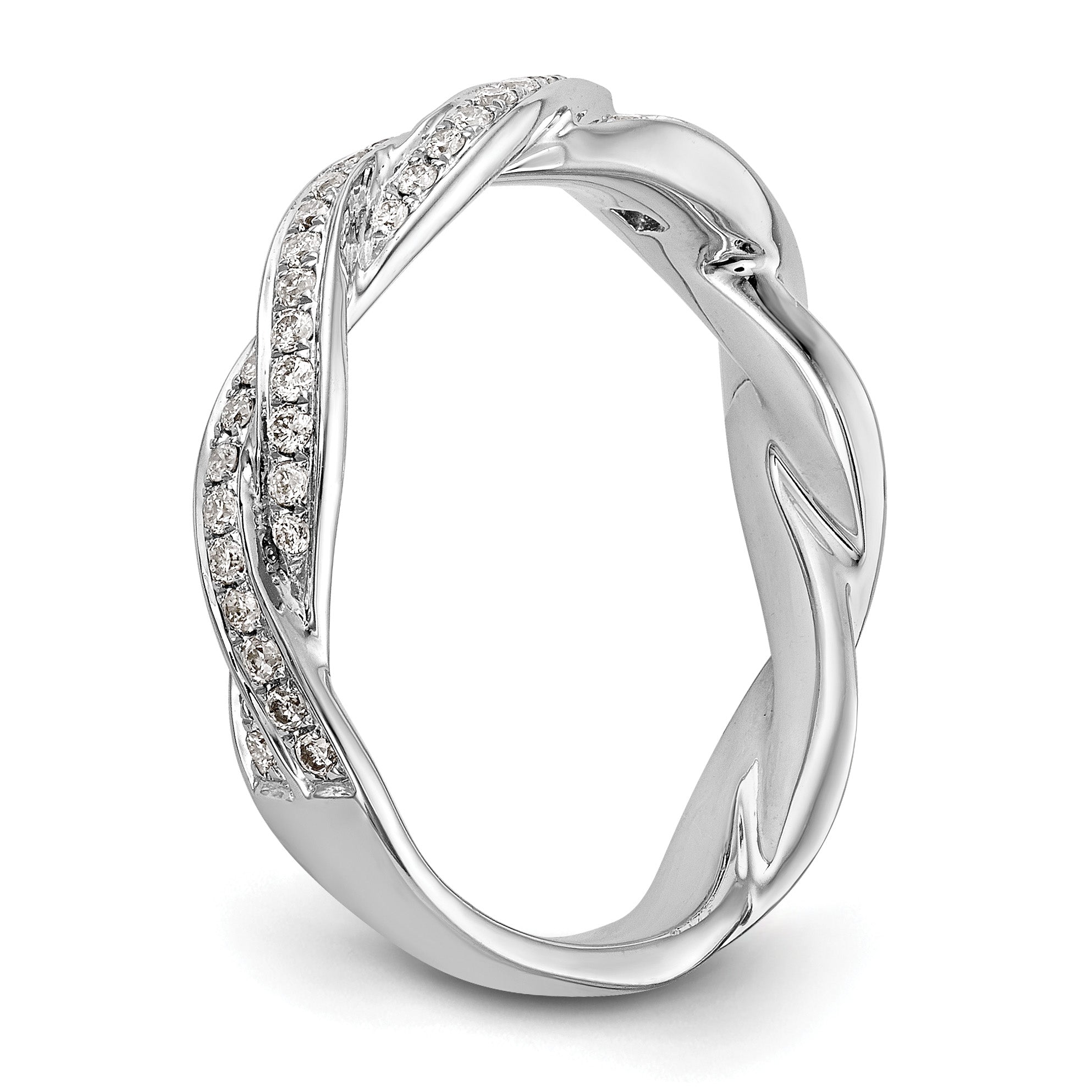 14k White Gold 1/3 carat Lab Grown Diamond VS/SI+ G+ Semi Mount Peg Set Criss Cross Engagement Ring (Center Stone NOT Included)