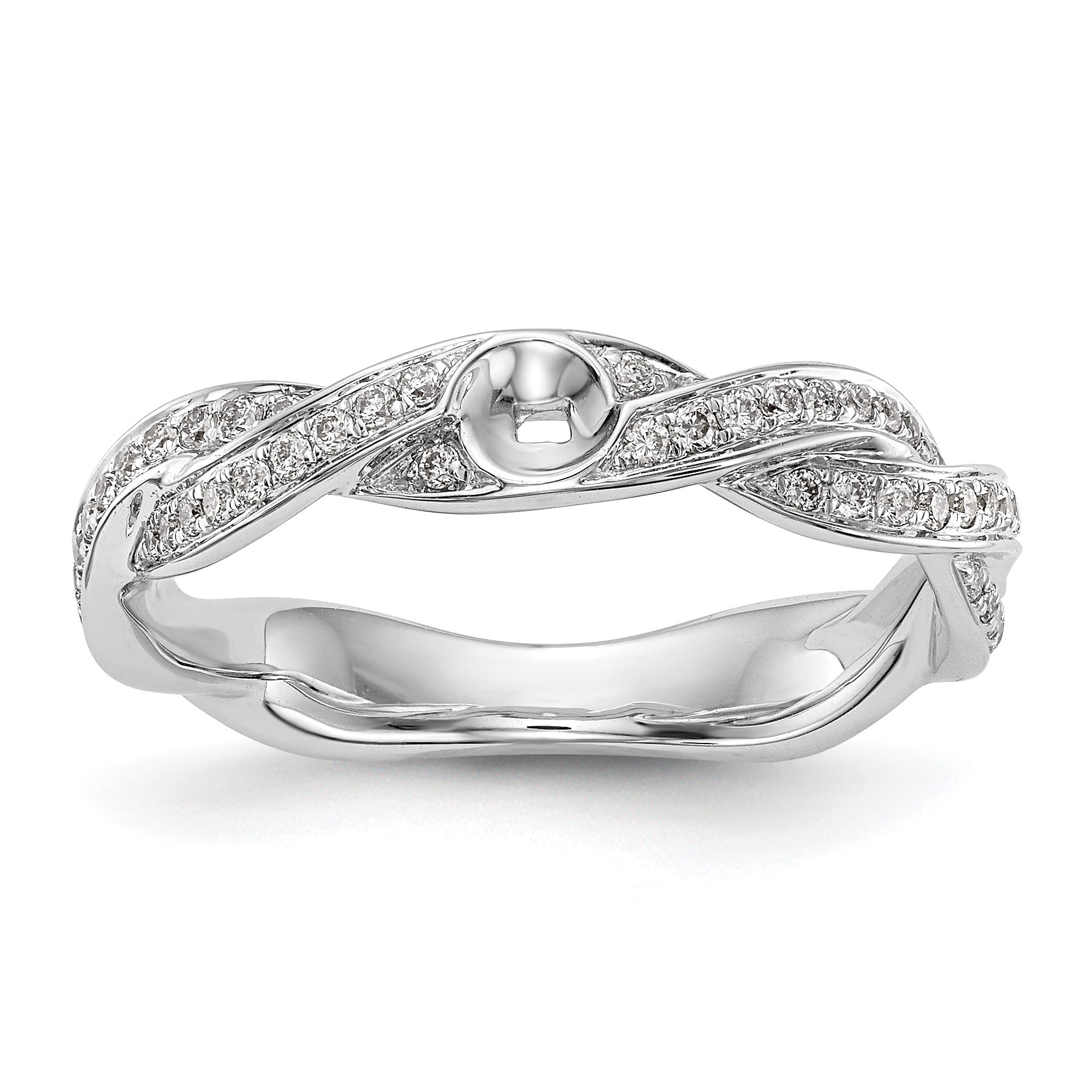 14k White Gold 1/3 carat Lab Grown Diamond VS/SI+ G+ Semi Mount Peg Set Criss Cross Engagement Ring (Center Stone NOT Included)