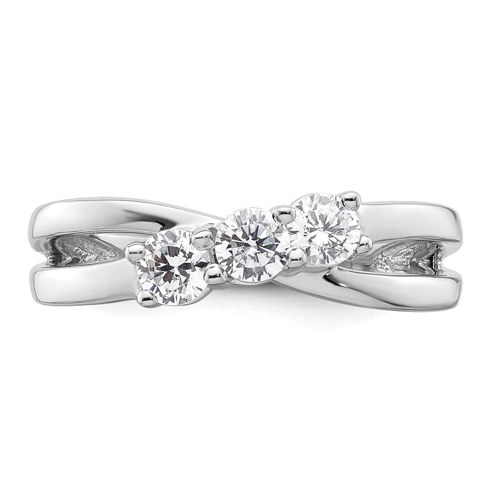 14K White Gold Lab Grown Diamond VS/SI FGH 3-Stone Complete Eng Ring