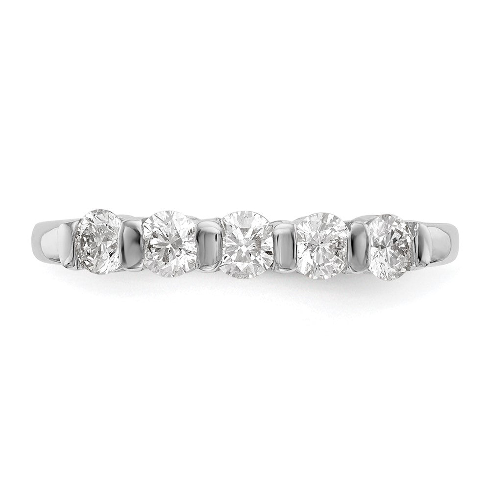 14K White Gold 5-Stone Channel-set 1/2 carat Complete Round Diamond Band