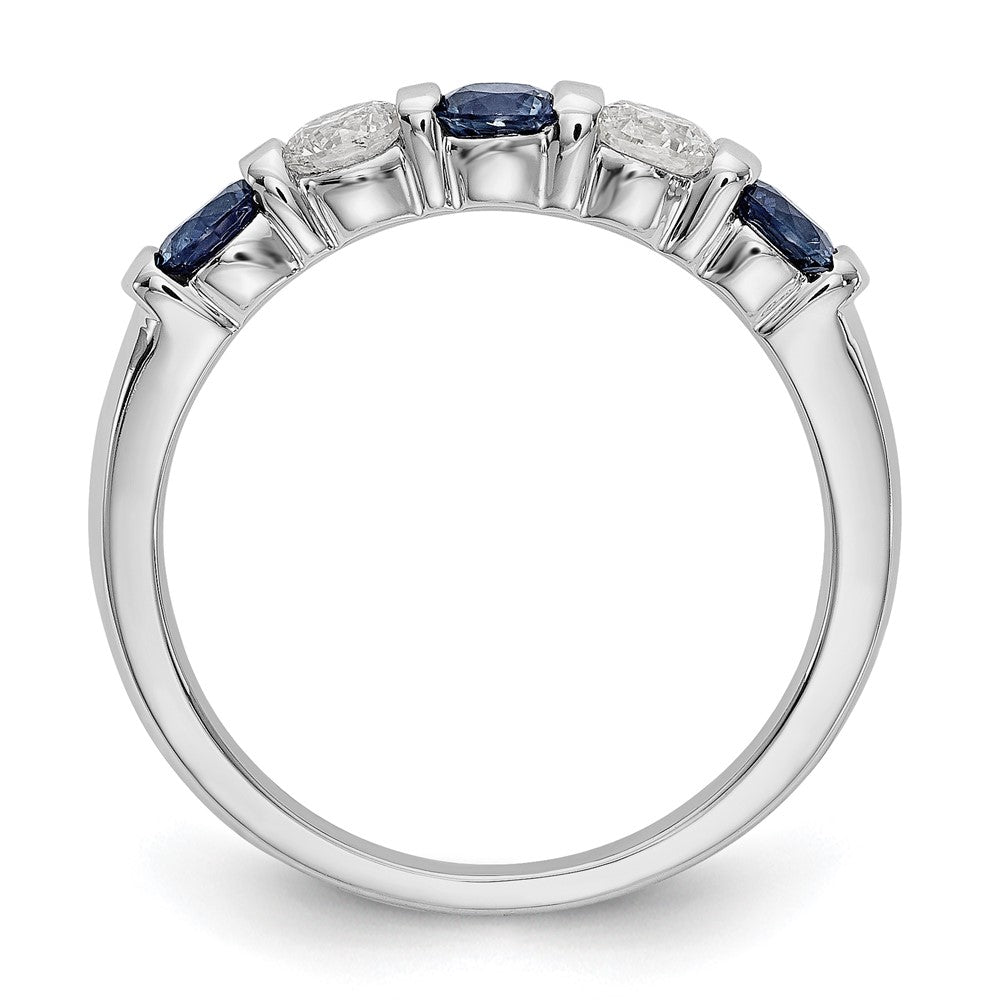 14k White Gold 1/3 carat Diamond and Blue Sapphire Complete Band