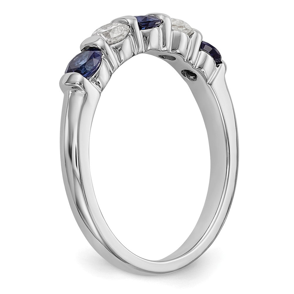 14k White Gold 1/3 carat Diamond and Blue Sapphire Complete Band