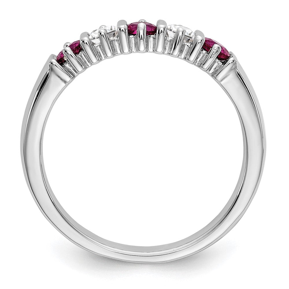 14k White Gold 1/5 carat Diamond and Ruby Complete Band