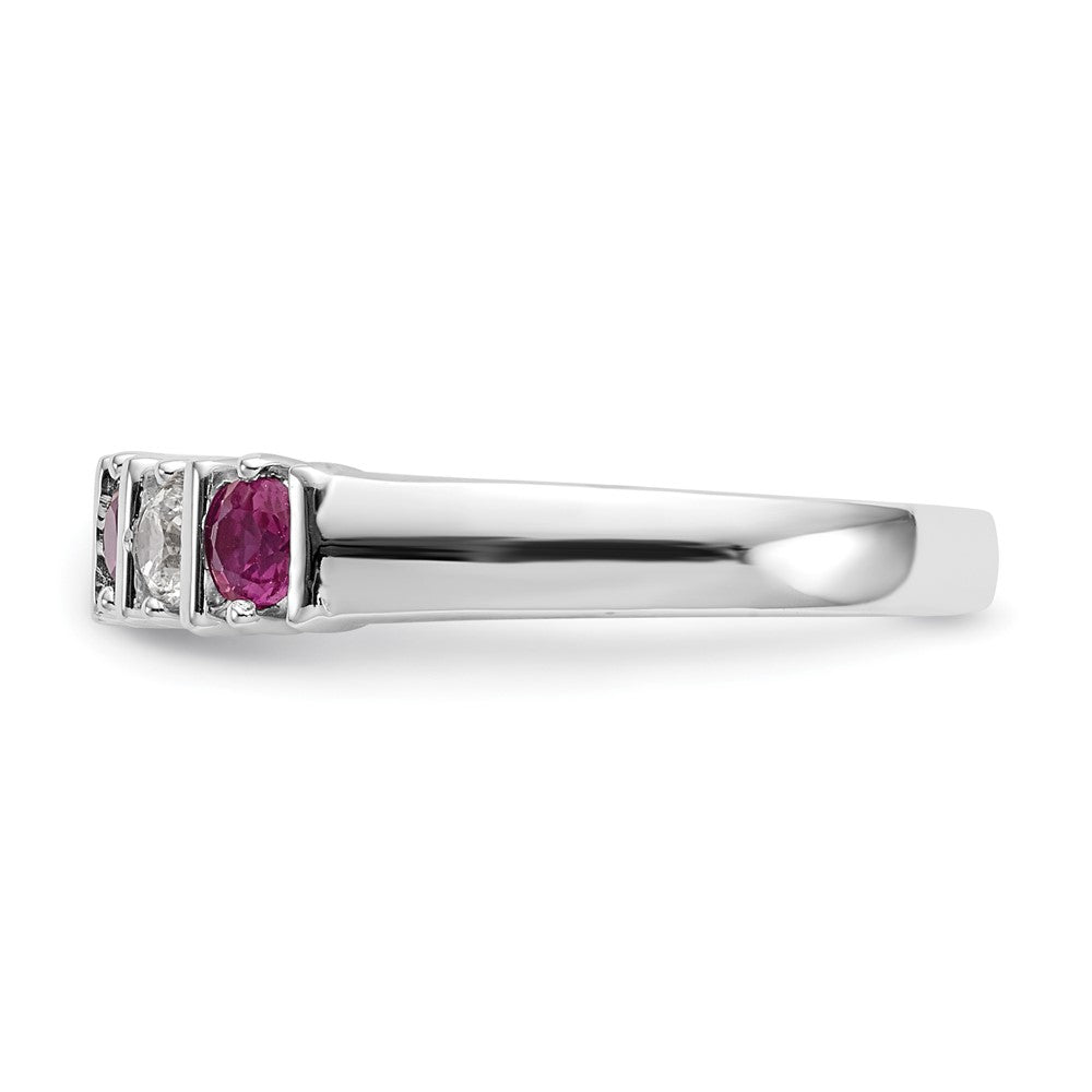 14k White Gold 1/5 carat Diamond and Ruby Complete Band