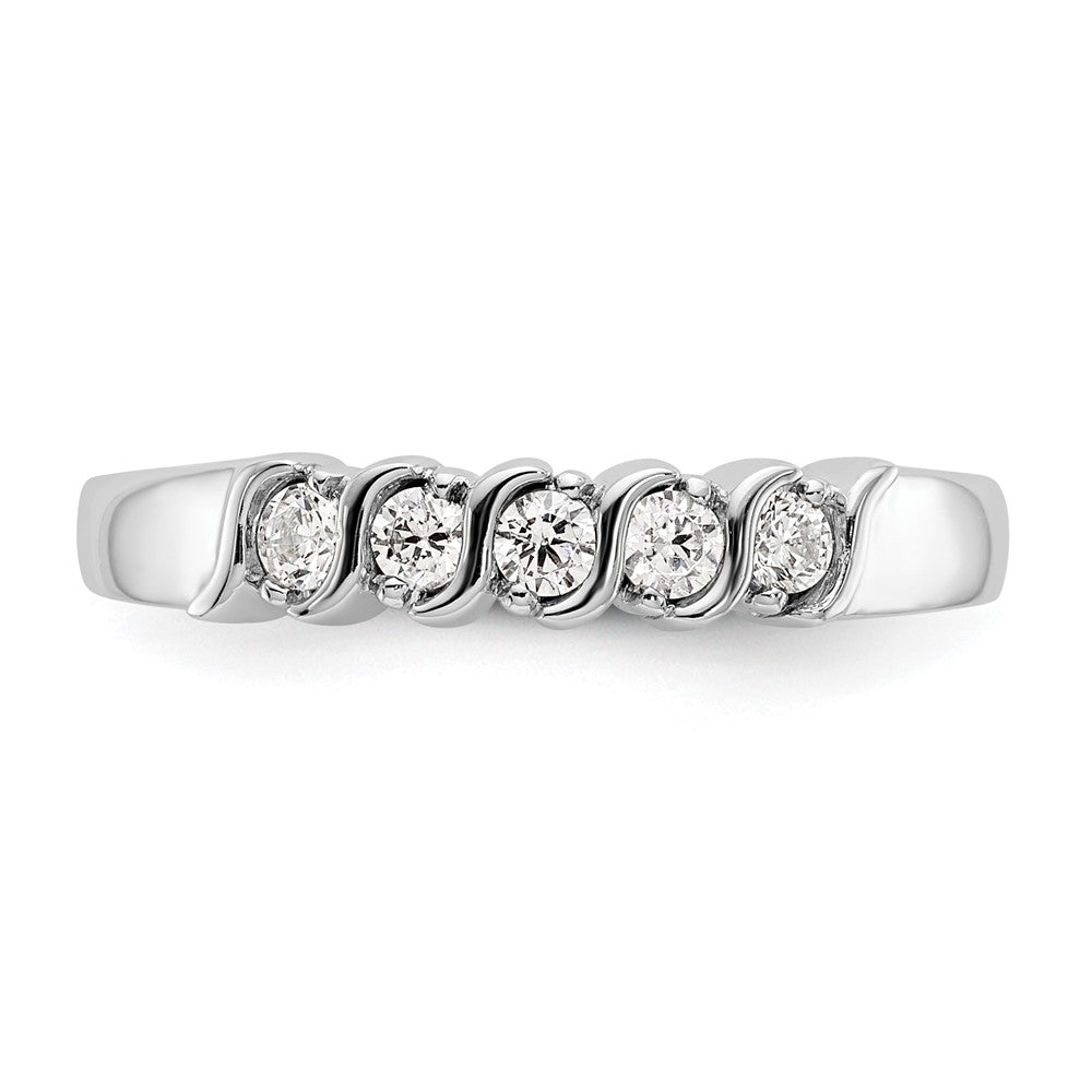 14K White Gold 5-Stone Prong-set 1/4 carat Complete Round Diamond Band