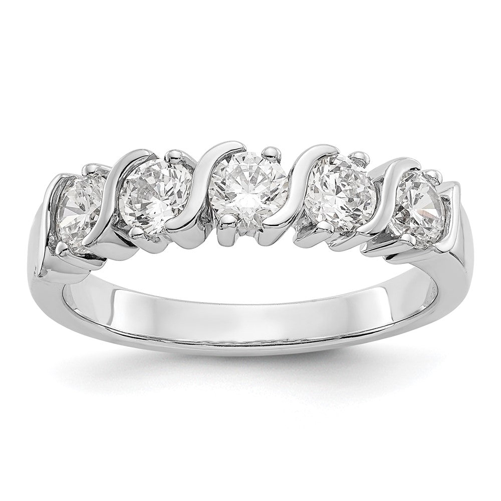 14K White Gold 5-Stone Prong-set 1 carat Complete Round Diamond Band