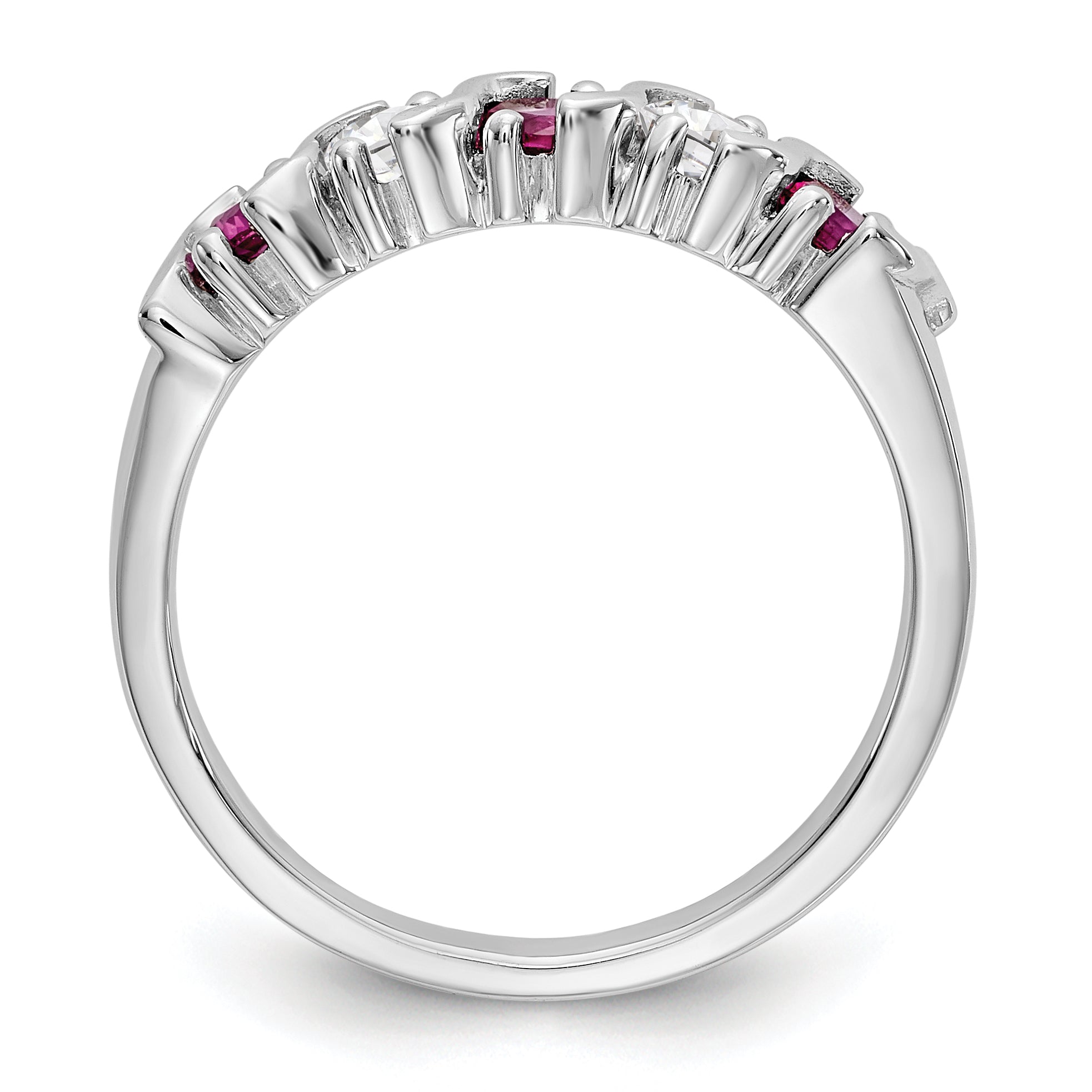14k White Gold 1/3 carat Diamond and Ruby Complete Band