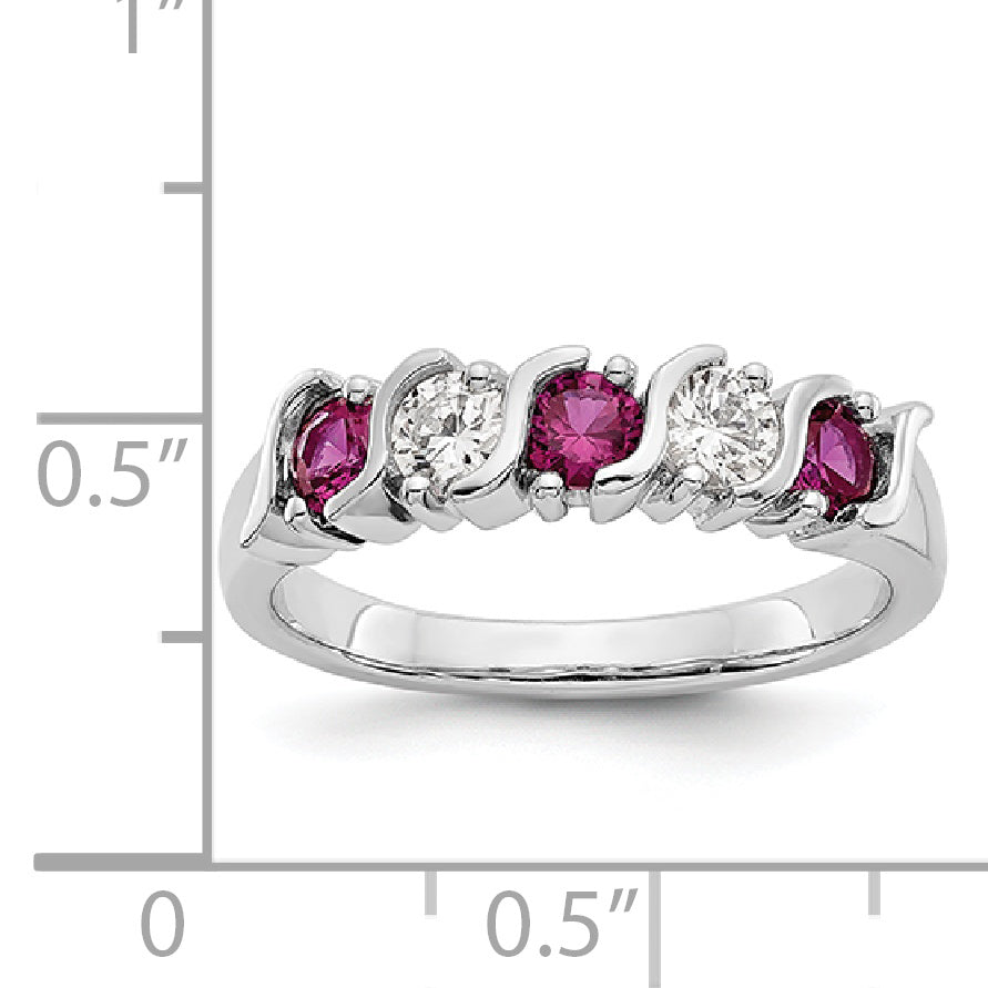 14k White Gold 1/3 carat Diamond and Ruby Complete Band