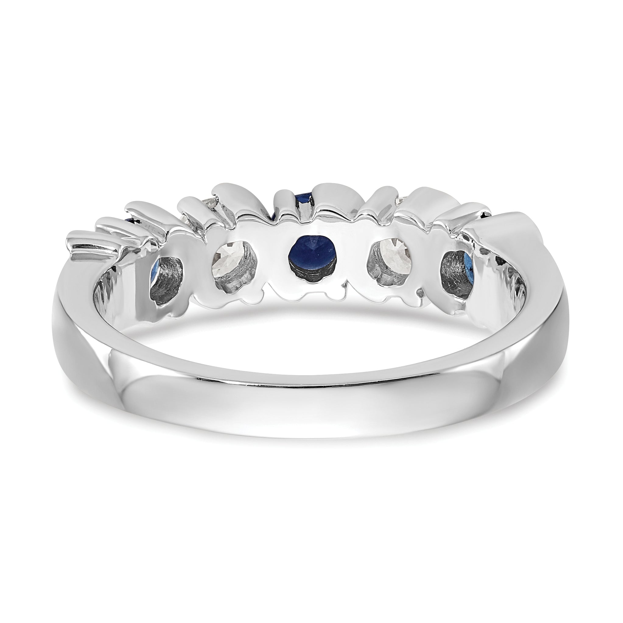 14k White Gold 3/8 carat Diamond and Blue Sapphire Complete Band