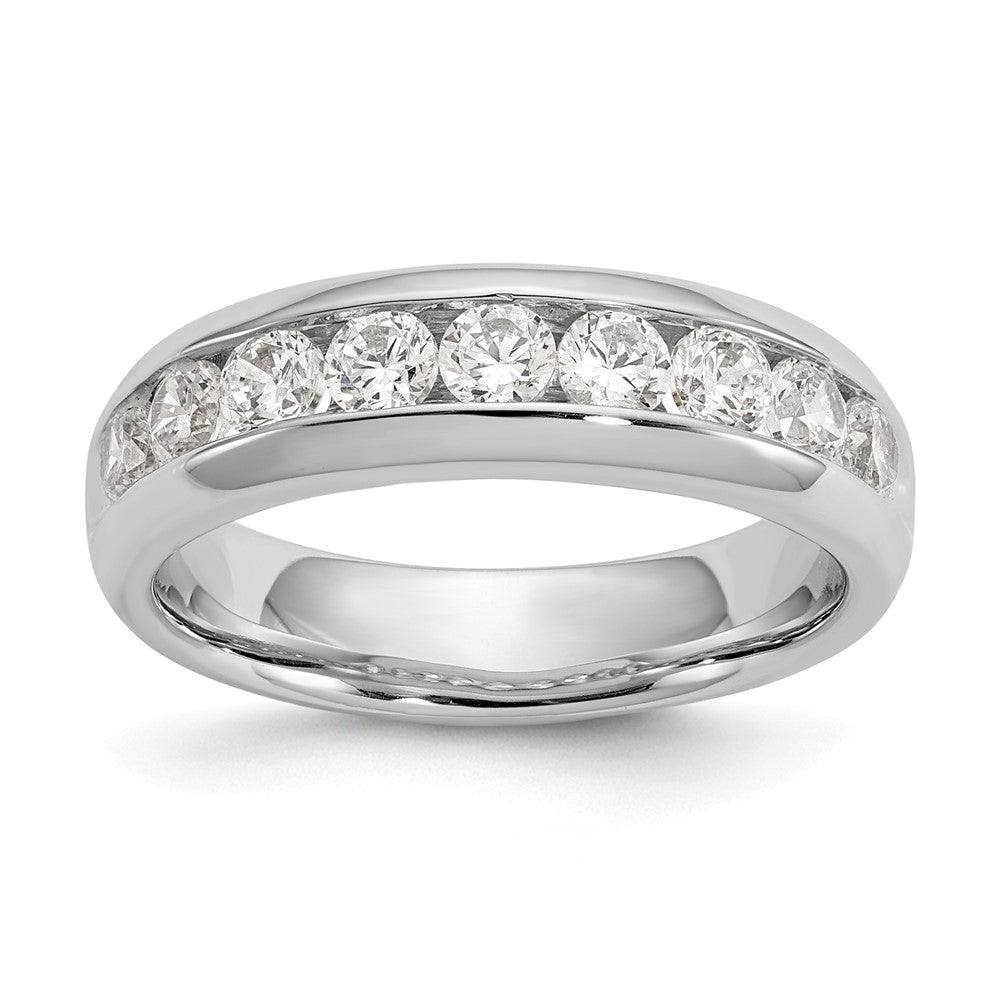 14K White Gold Lab Grown VS/SI FGH Dia 9-Stone Channel Band