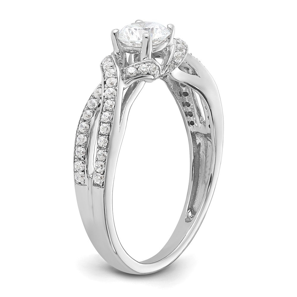 10K White Gold Lab Grown Diamond SI1/SI2, G H I, Twist Design Complete Engagement Ring