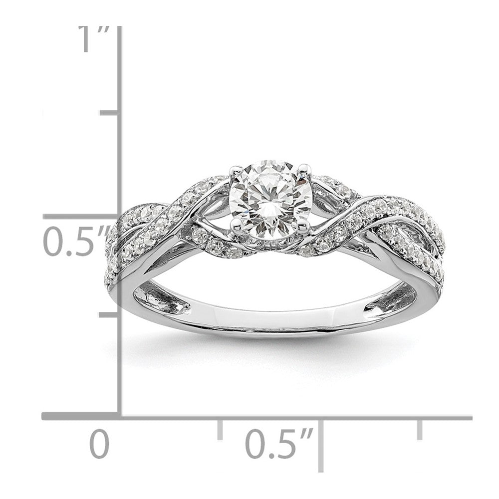 10K White Gold Lab Grown Diamond SI1/SI2, G H I, Twist Design Complete Engagement Ring
