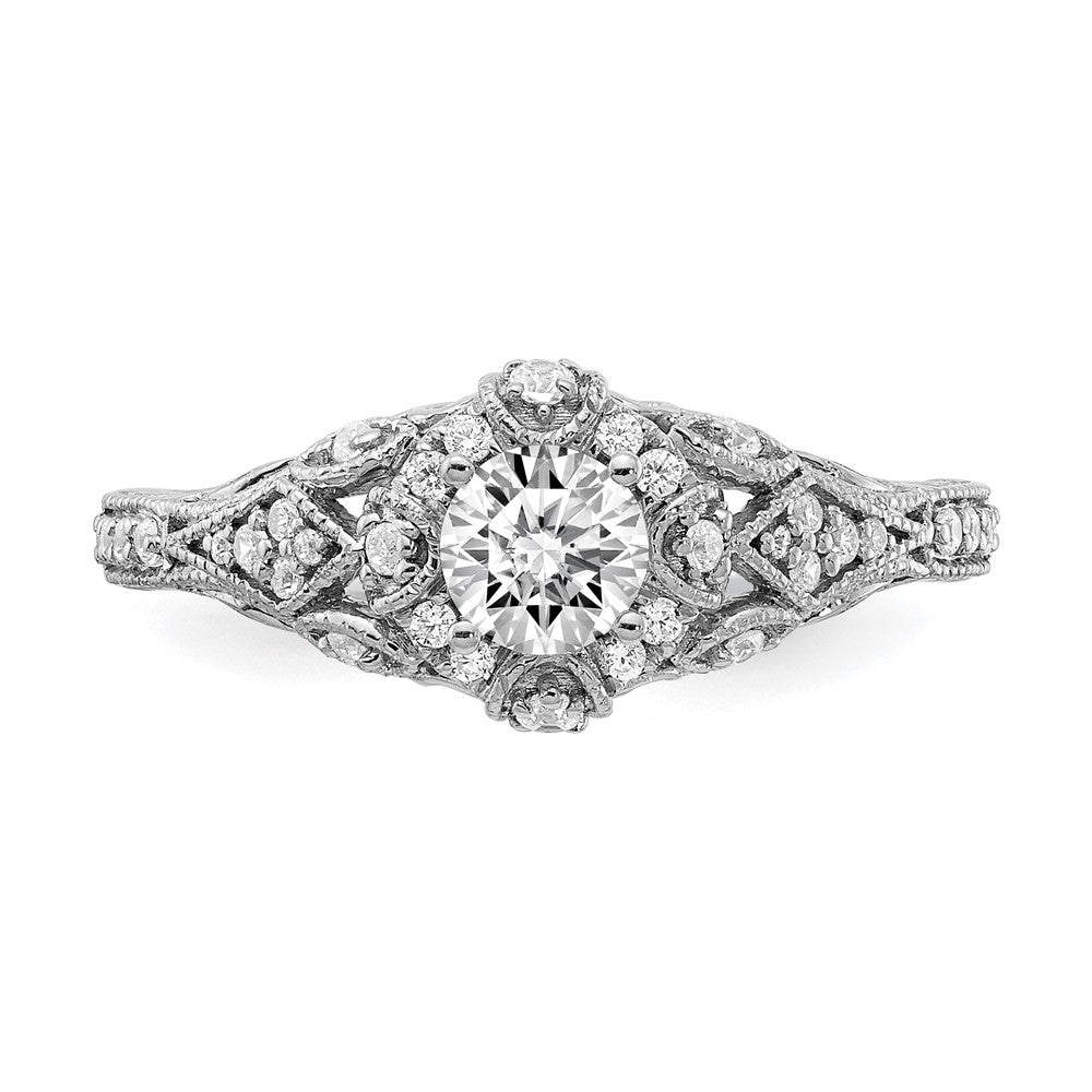 14K White Gold Lab Grown VS/SI FGH Dia Complete Engagement Ring