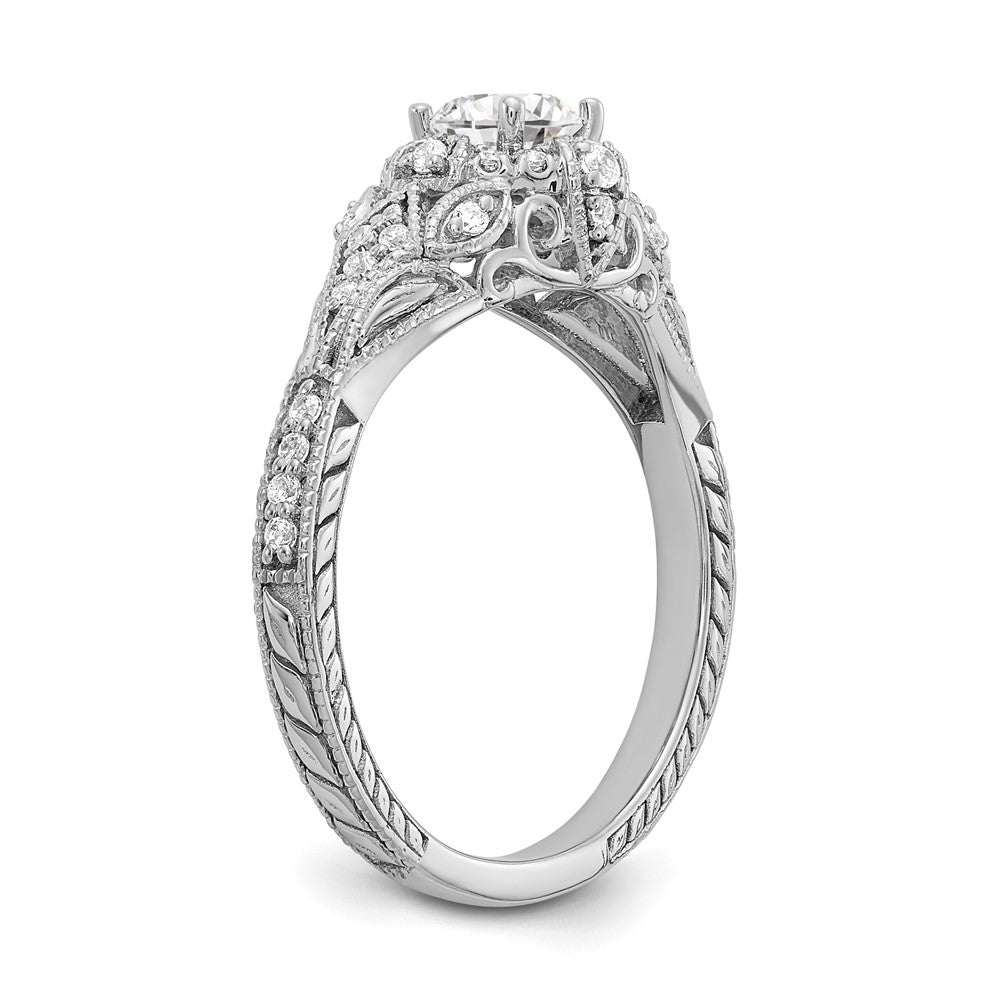 14K White Gold Lab Grown VS/SI FGH Dia Complete Engagement Ring