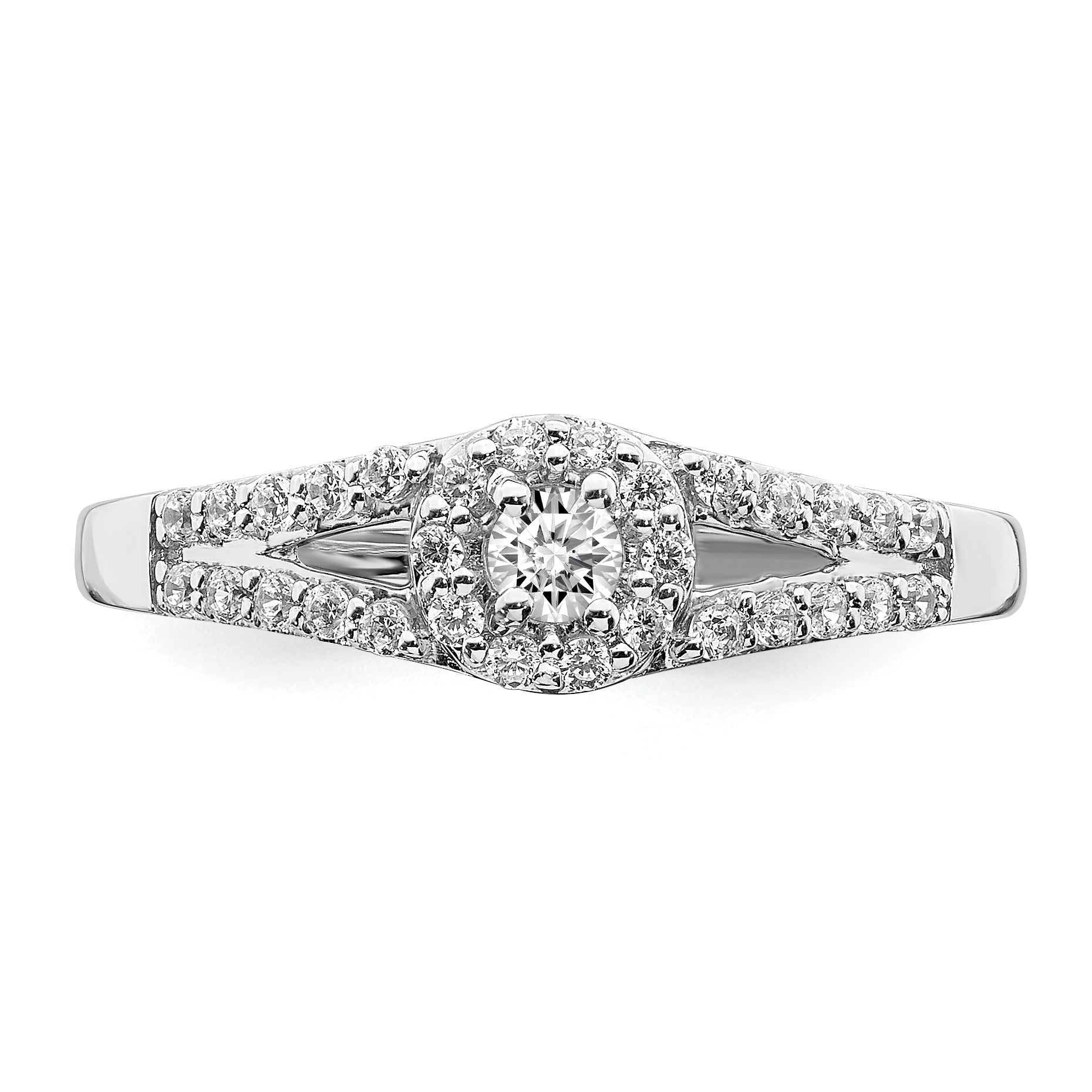10k White Gold 1/3 carat Lab Grown Diamond VS/SI+ G+ Complete Round Halo Engagement Ring