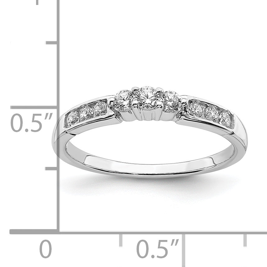 14k White Gold 1/4 carat Lab Grown Diamond VS/SI+ G+ Complete Round Size 7 Wedding Band