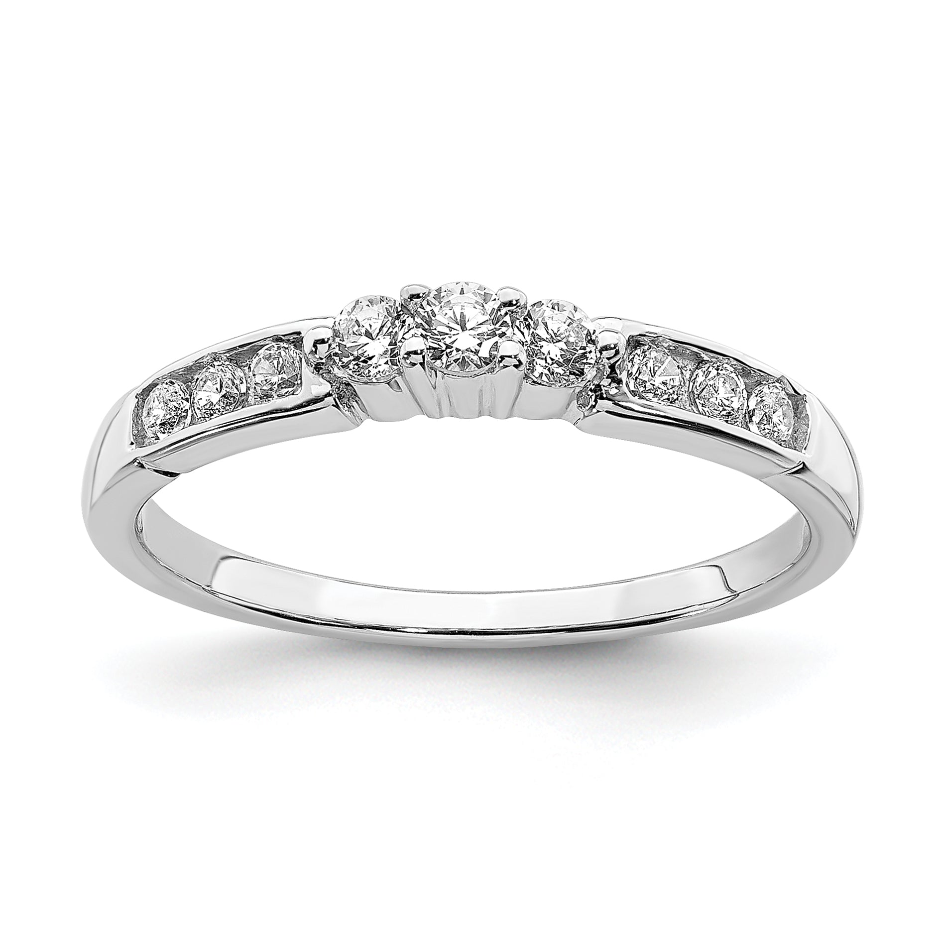 14k White Gold 1/4 carat Lab Grown Diamond VS/SI+ G+ Complete Round Size 7 Wedding Band