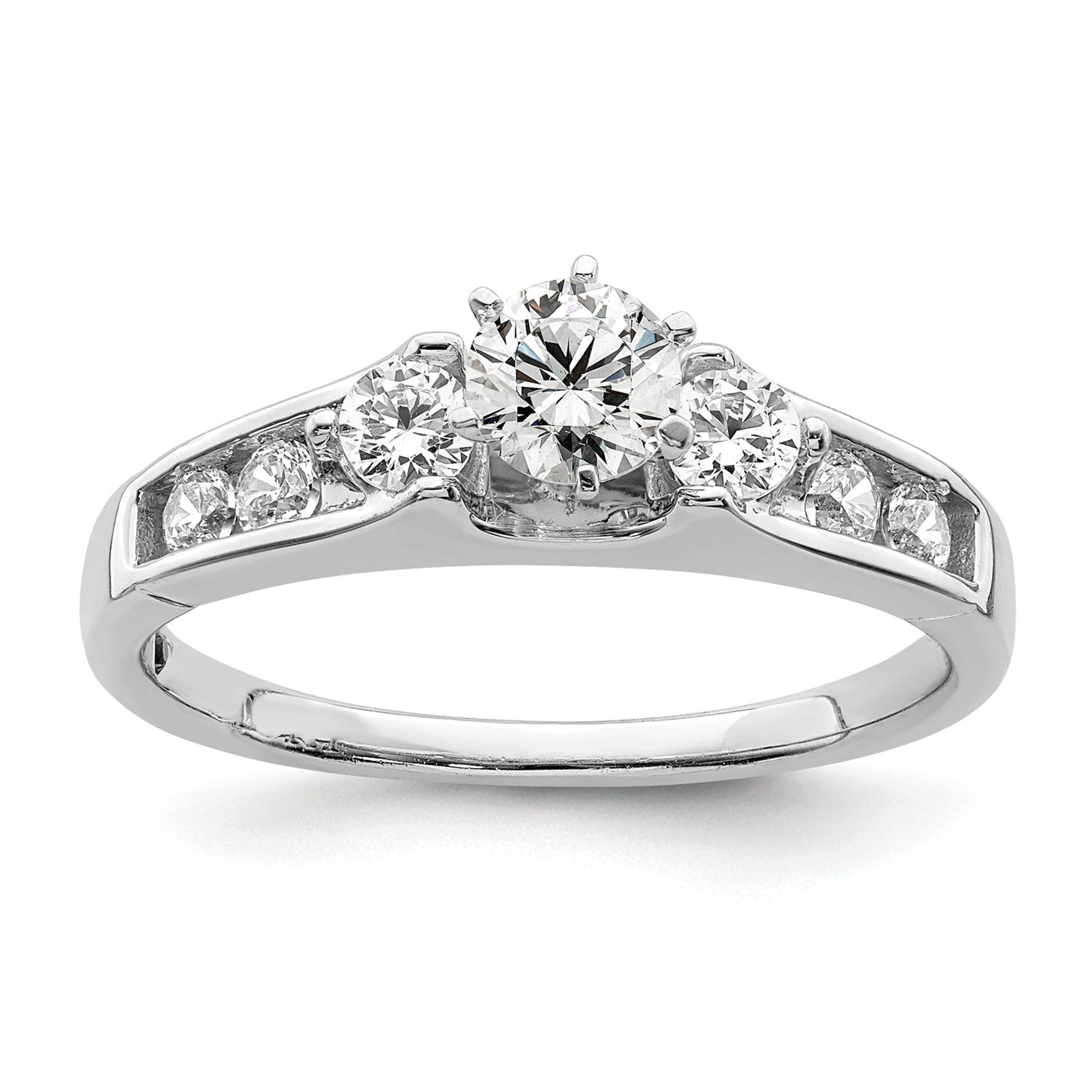14k White Gold 5/8 carat Lab Grown Diamond VS/SI+ G+ Complete Round Size 7 Engagement Ring