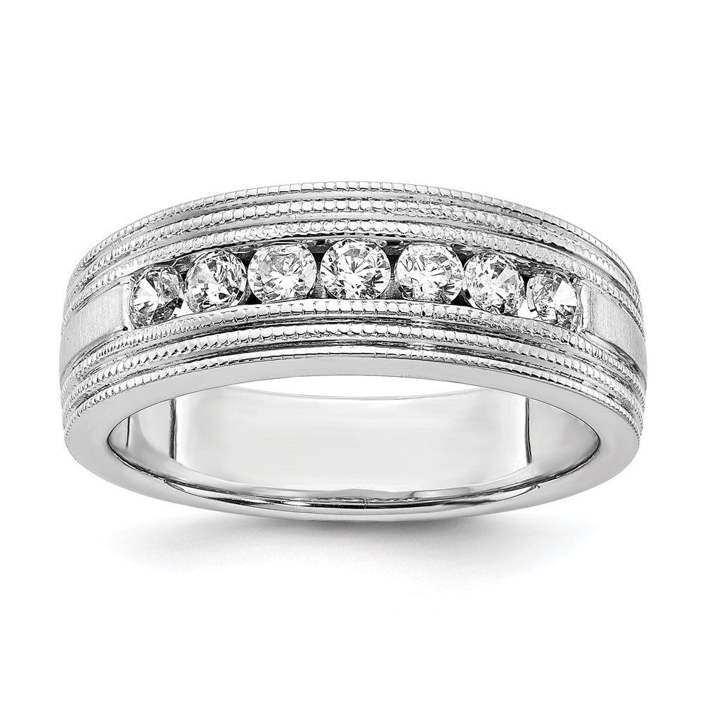 14K White Gold Lab Grown Diamond VS/SI FGH Polish & Satin Mens Ring