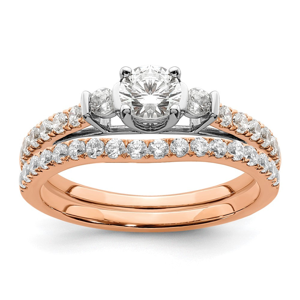 14K Rose & White Gold Lab Grown Diamond VS/SI FGH Complete Engagement Ring