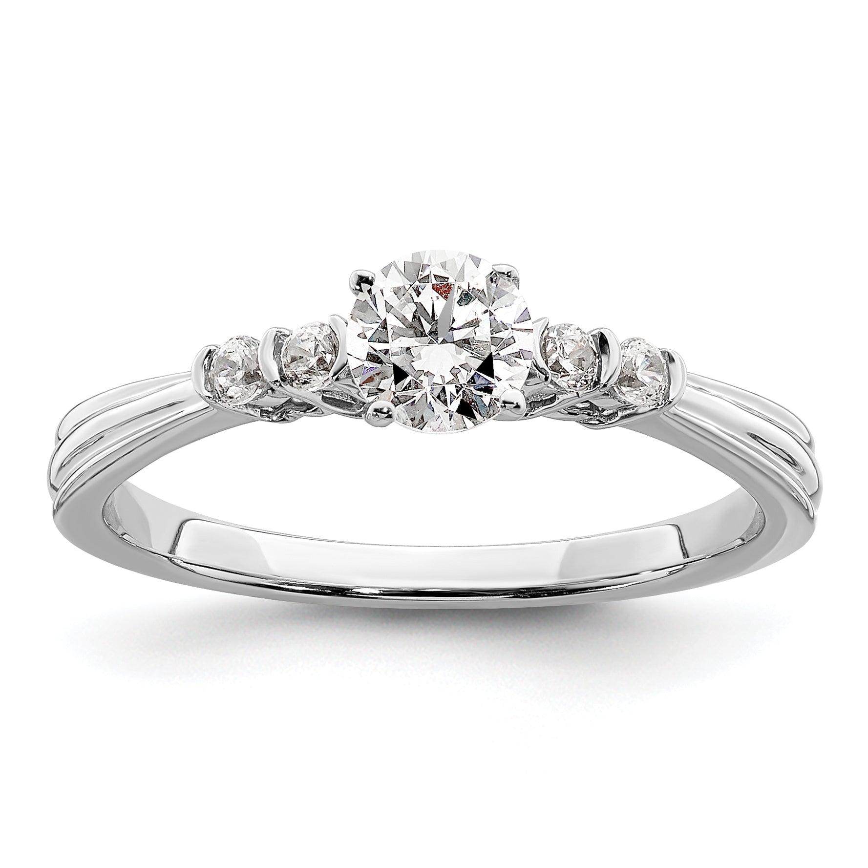 14k White Gold 1/2 carat Lab Grown Diamond VS/SI+ G+ Complete Petite Engagement Ring