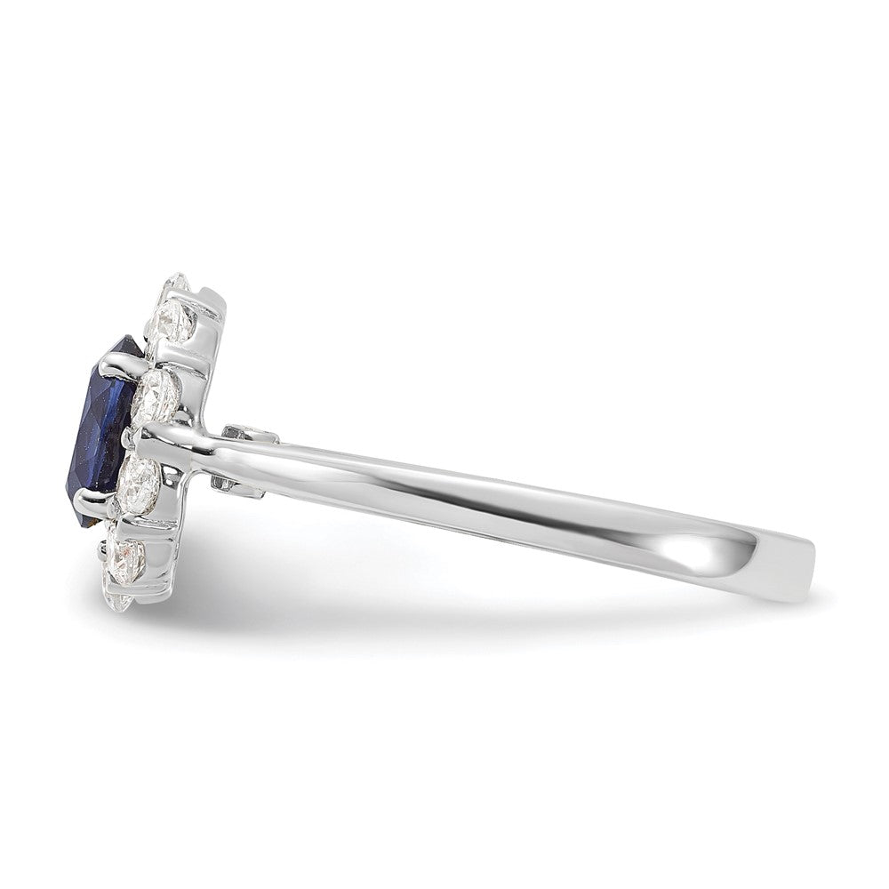 10K White Gold Lab Grown VS/SI FGH Dia & Cr. Oval Blue Sapphire Fashion Rin