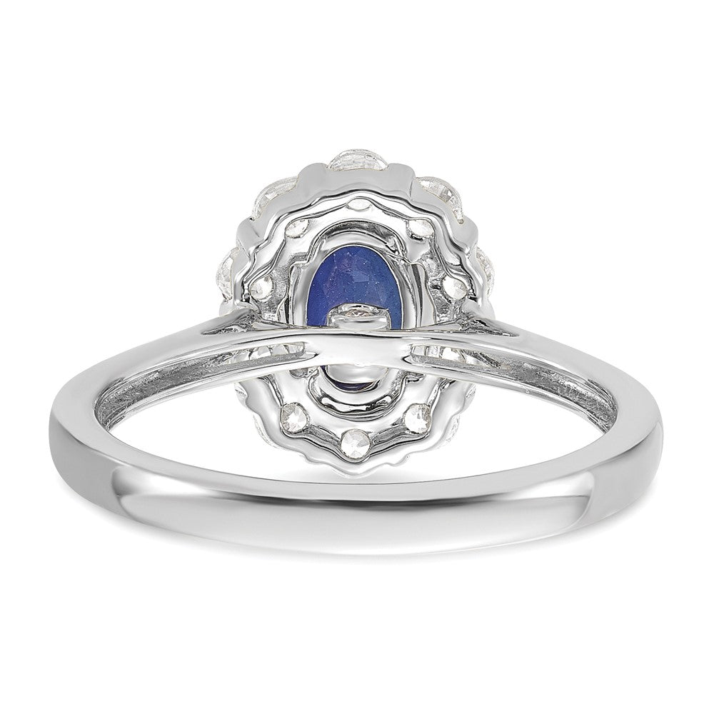 10K White Gold Lab Grown VS/SI FGH Dia & Cr. Oval Blue Sapphire Fashion Rin