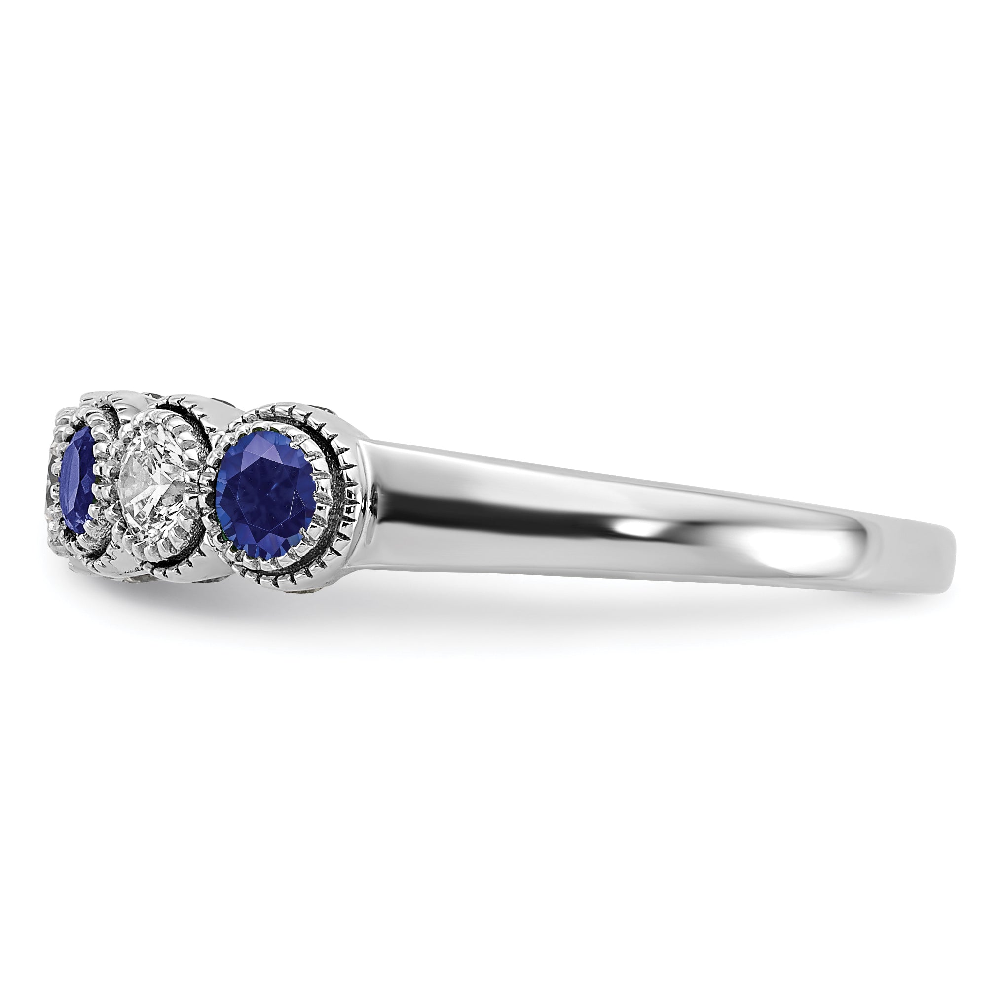 14k White Gold 1/2 carat Lab Grown Diamond VS/SI+ G+ and Lab Created Blue Sapphire Ring