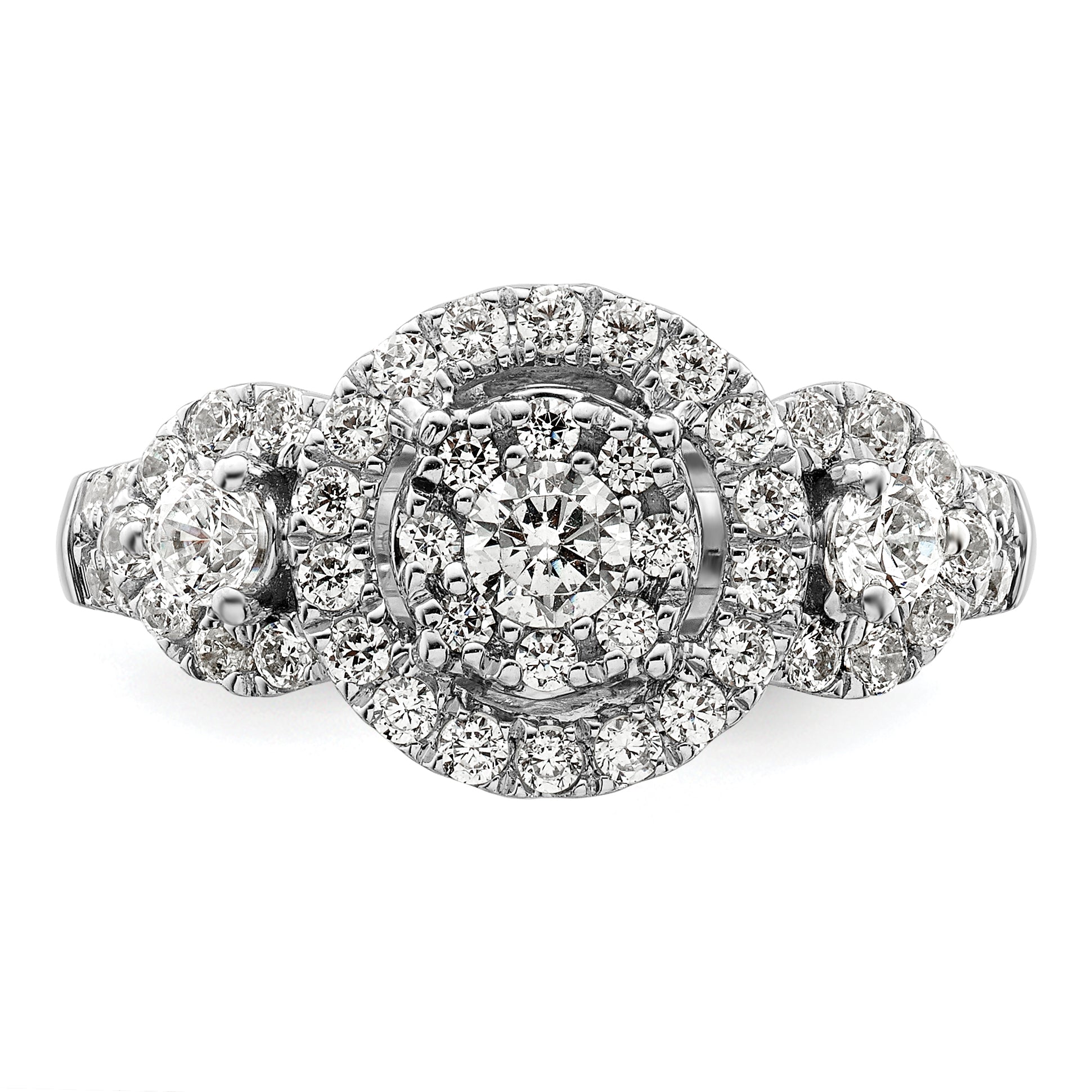 14k White Gold 1 carat Lab Grown Diamond VS/SI+ G+ Complete Cluster Engagement Ring