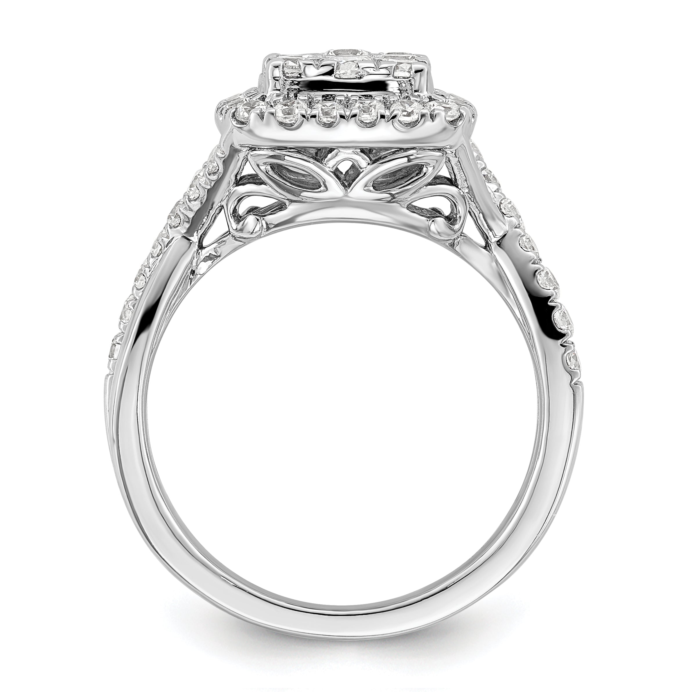 14k White Gold 1 carat Lab Grown Diamond VS/SI+ G+ Complete Cluster Engagement Ring