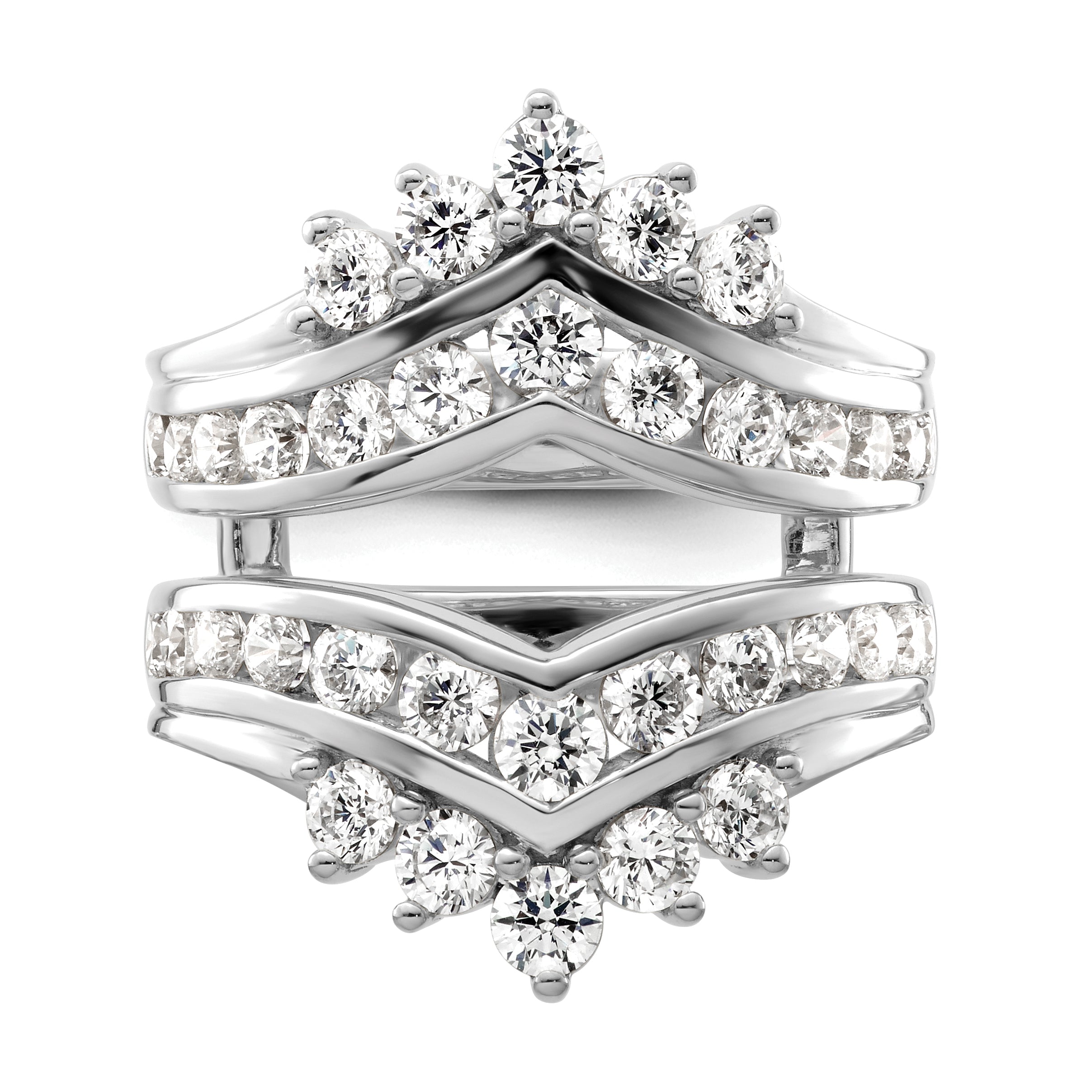 14k White Gold 2 1/3 carat Lab Grown Diamond VS/SI+ G+ Complete Double Row Ring Guard