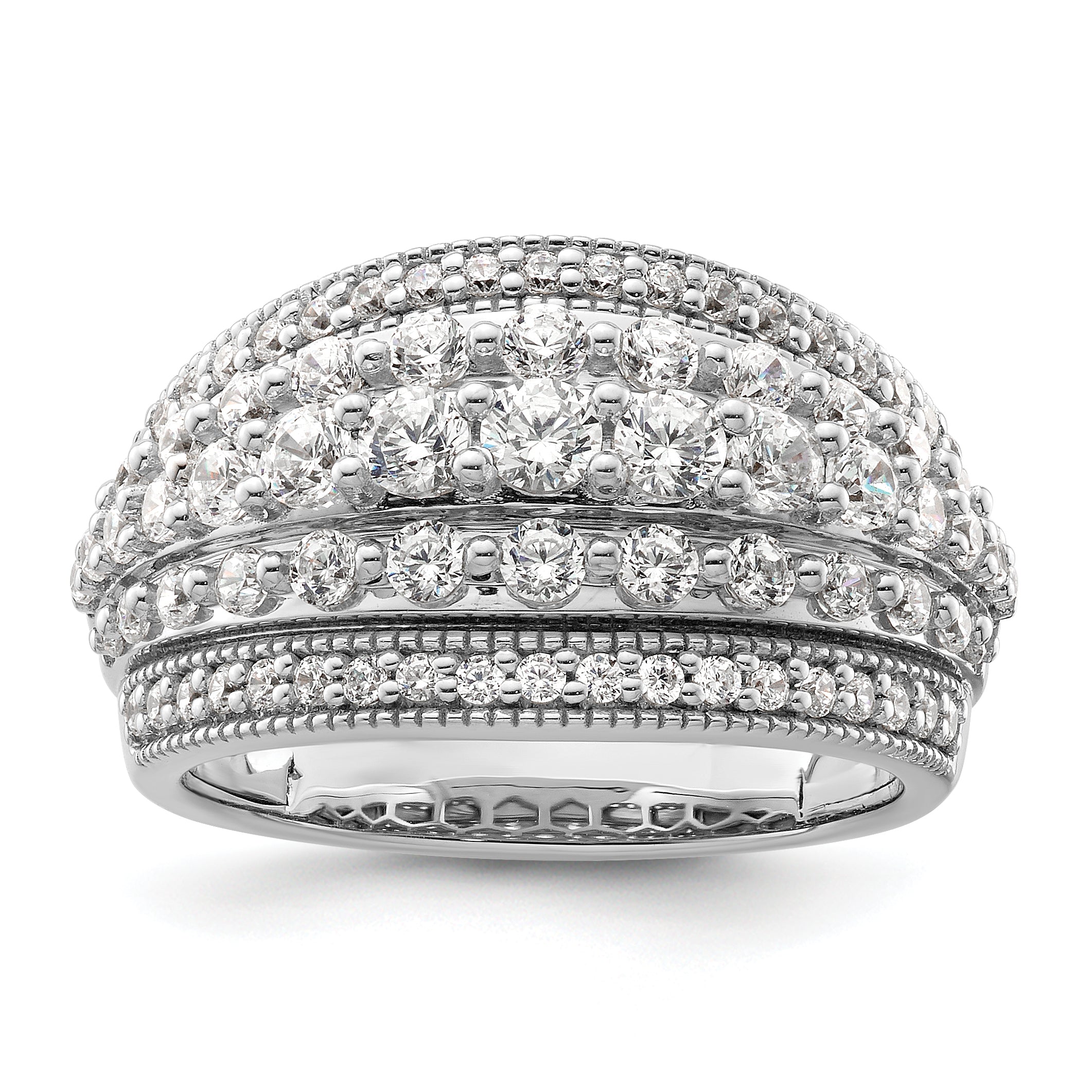 14k White Gold 1 1/2 carat Lab Grown Diamond VS/SI+ G+ Complete Fashion Ring