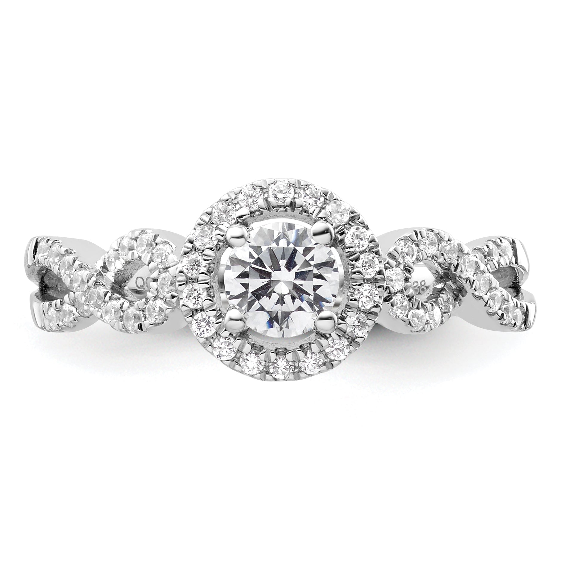 14k White Gold 5/8 carat Lab Grown Diamond VS/SI+ G+ Round Complete Fancy Halo Engagement Ring