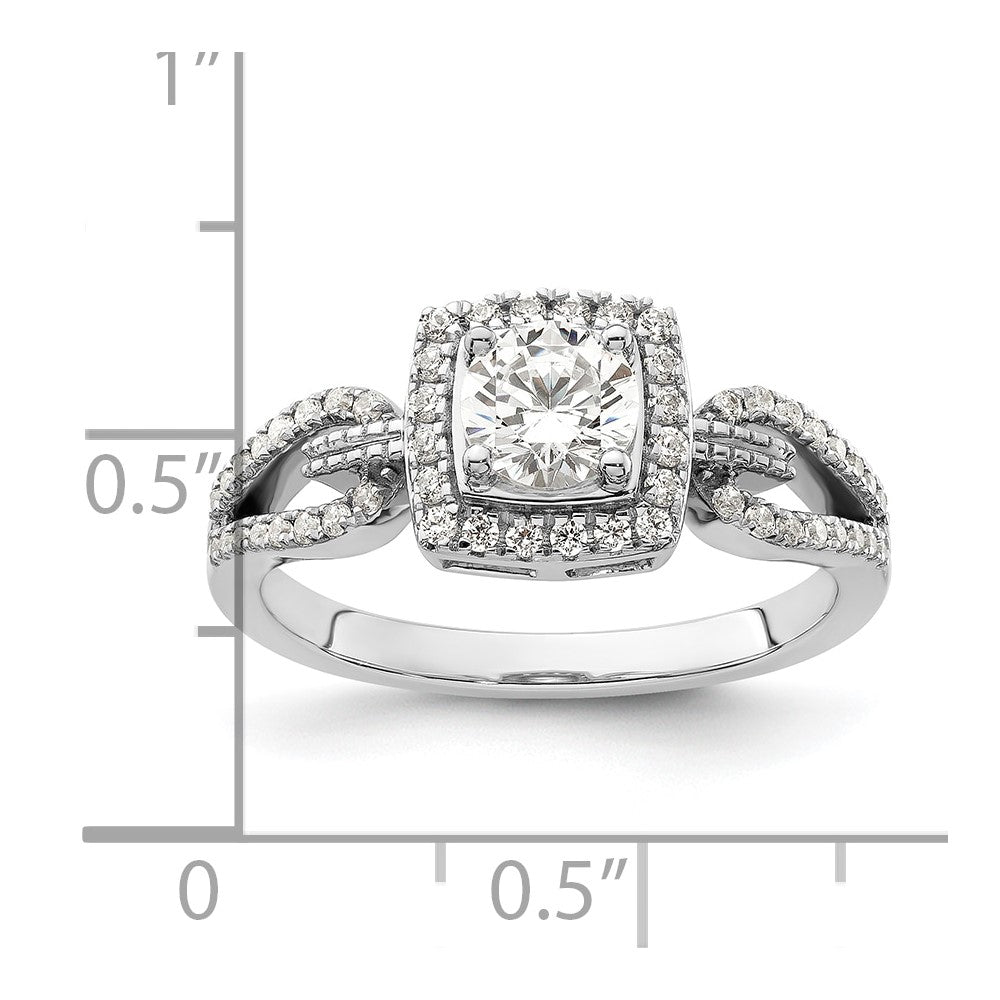 14K White Gold Lab Grown VS/SI FGH Dia Halo Complete Engagement Ring