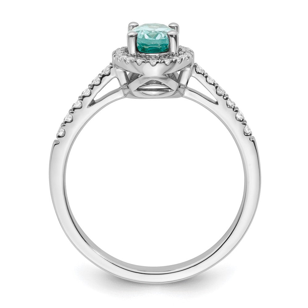 14K White Gold Pure Serenity Lab Grown Diamond Oval Created Paraiba Ring