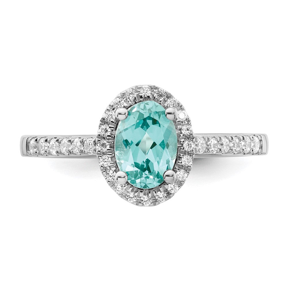 14K White Gold Pure Serenity Lab Grown Diamond Oval Created Paraiba Ring
