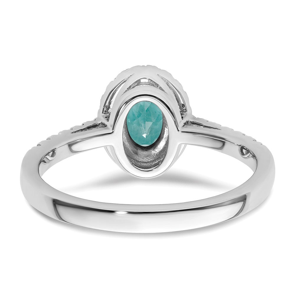 14K White Gold Pure Serenity Lab Grown Diamond Oval Created Paraiba Ring