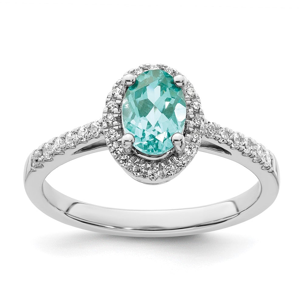 14K White Gold Pure Serenity Lab Grown Diamond Oval Created Paraiba Ring