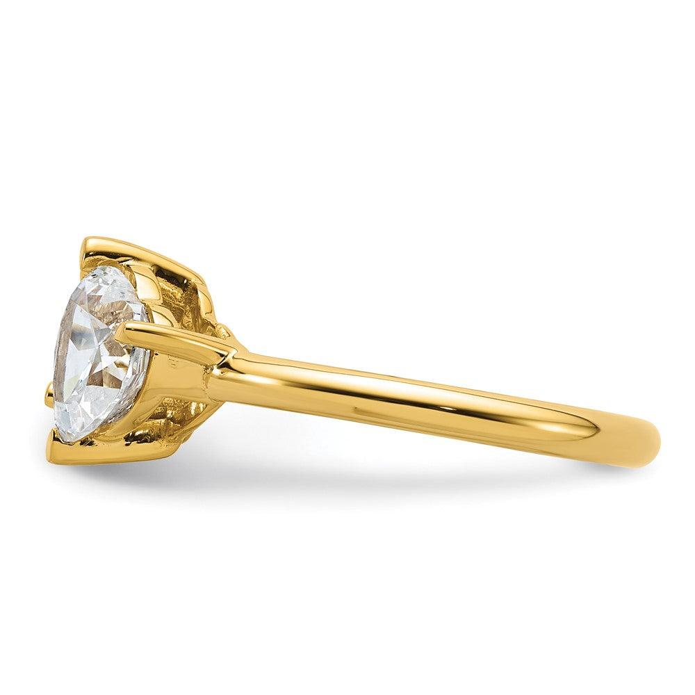 14K Polished Round and Heart 2 Stone Ring Mounting