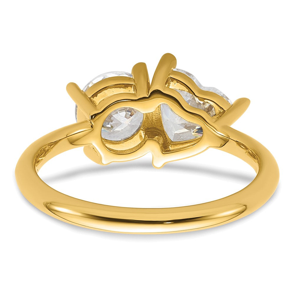 14K Polished Round and Heart 2 Stone Ring Mounting